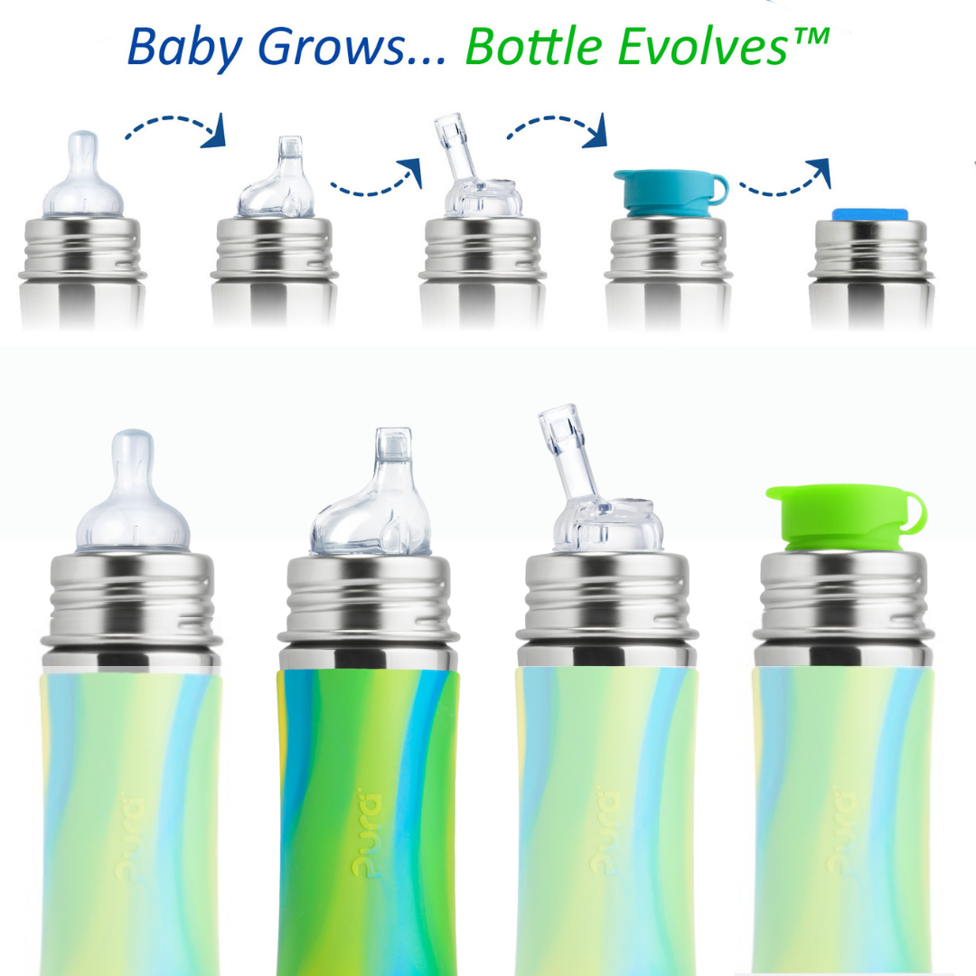 Pura Kiki Buteliukas su snapeliu 325 ml / aqua swirl