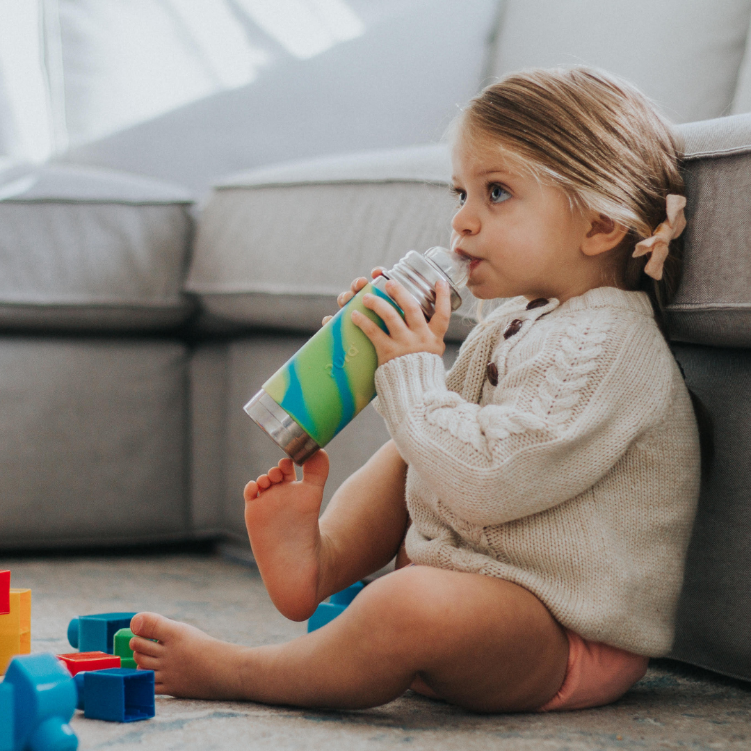 Pura Kiki Botella con pajita Kiddo 325 ml / aqua swirl