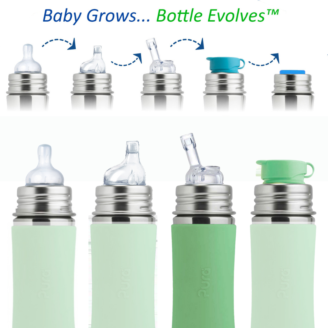 Pura - 9oz Vacuum Insulated Toddler Sippy Bottle. w/Aqua Swirl