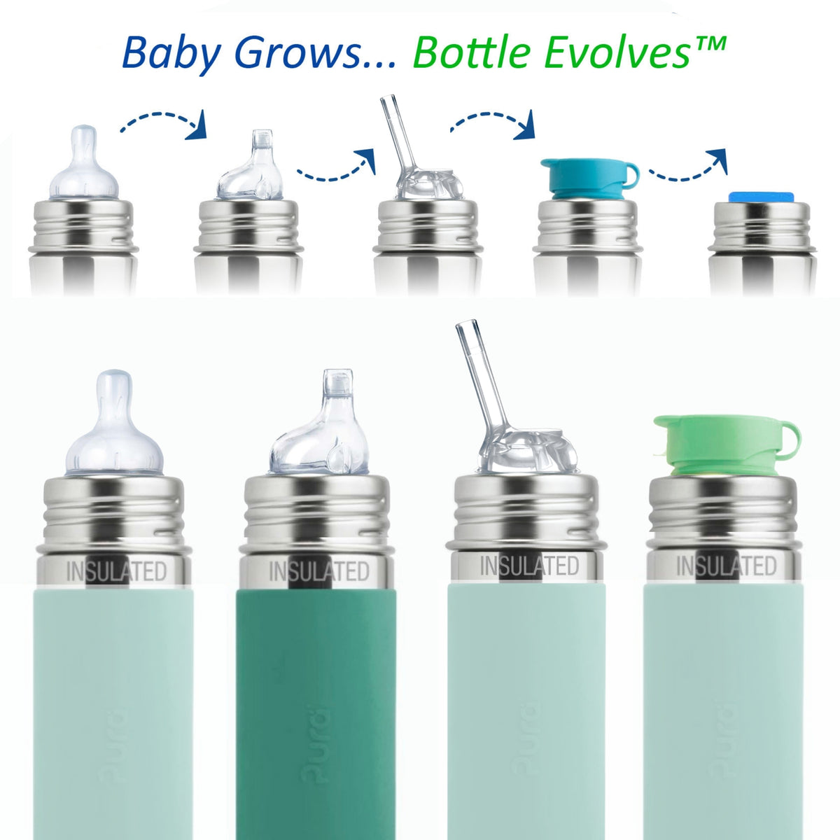 Pura Kiki Termo buteliukas su snapeliu 260 ml / mint