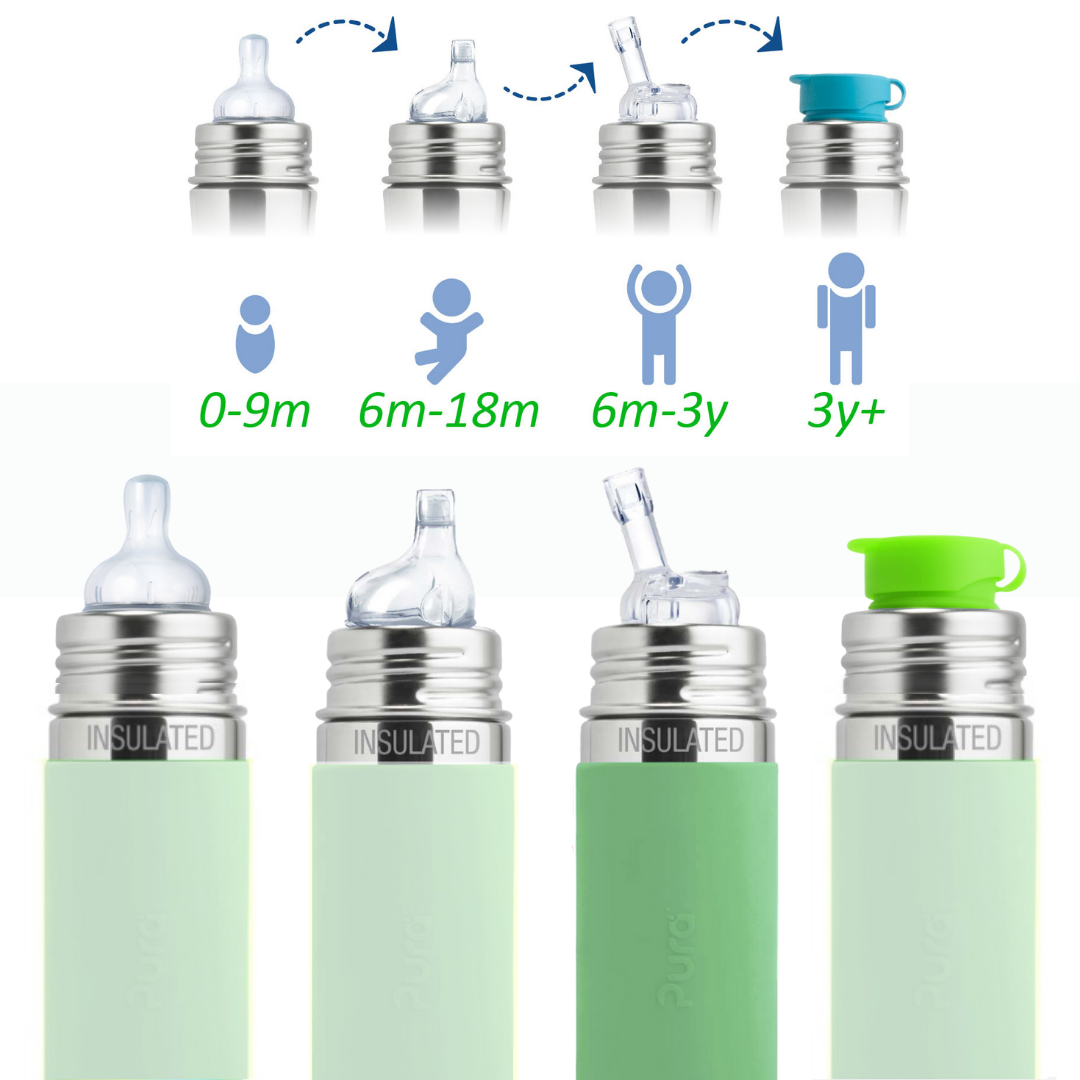 Pura Kiki Bottiglia termica con cannuccia Kiddo 260 ml / moss