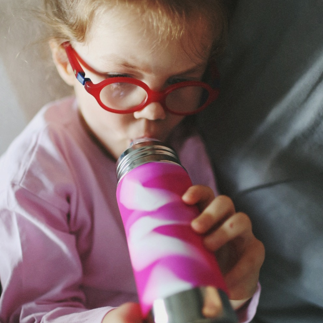 Pura Kiki Gertuvė su šiaudeliu Kiddo 325 ml / pink swirl
