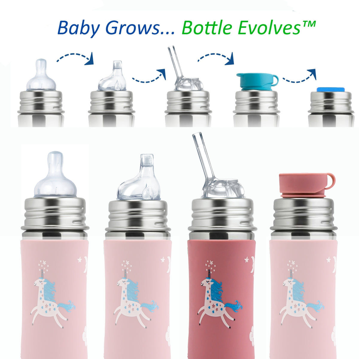 Pura Kiki Gertuvė su šiaudeliu Kiddo 325 ml / unicorn