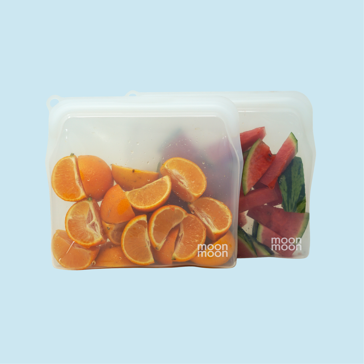 Moonmoon® Silikoniset säilytyspussit, kapea Slim-malli, 900 ml, 2 kpl, Clear