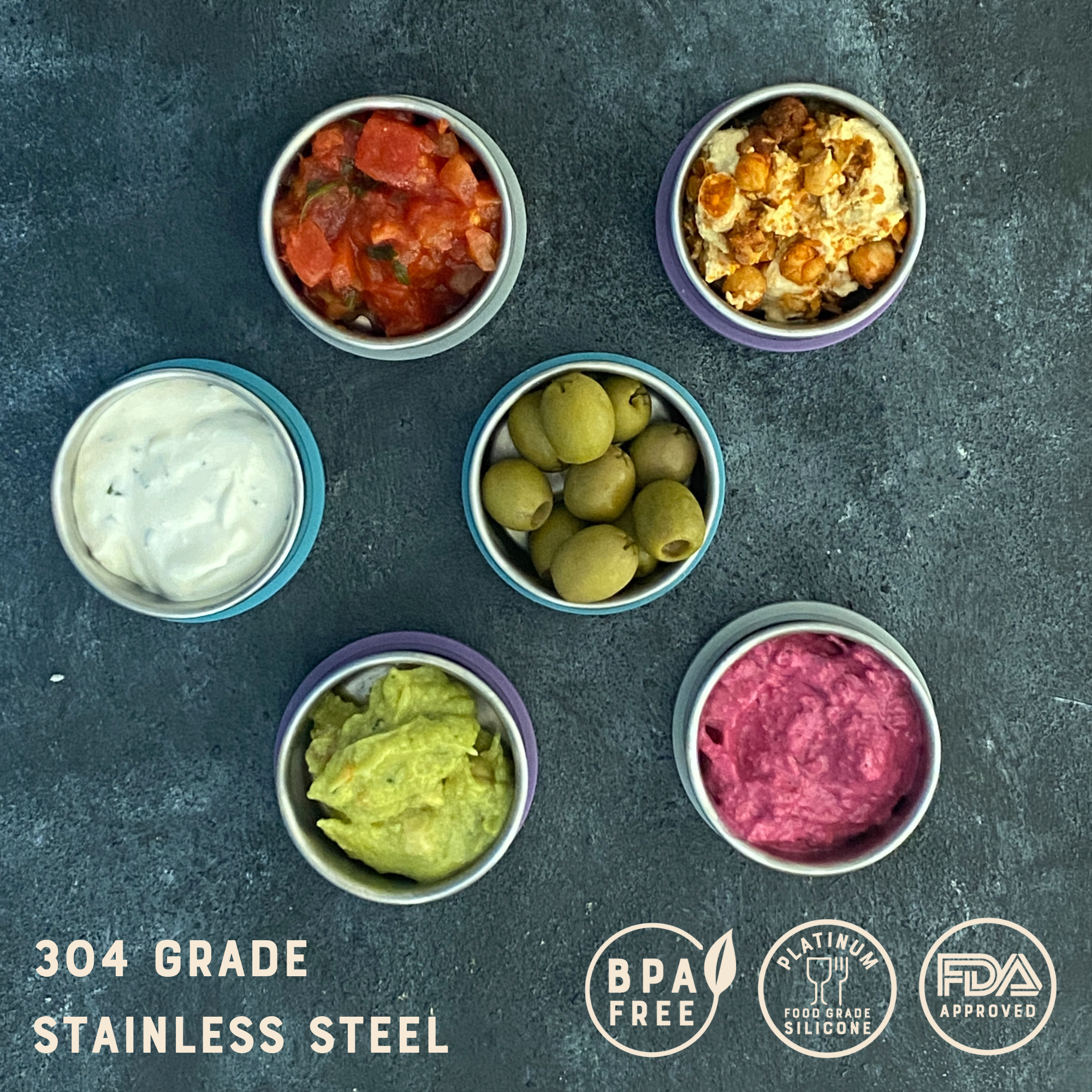 Moonmoon® Mini Stainless Steel Sauce & Dressing Pots - Leakproof Set of 3