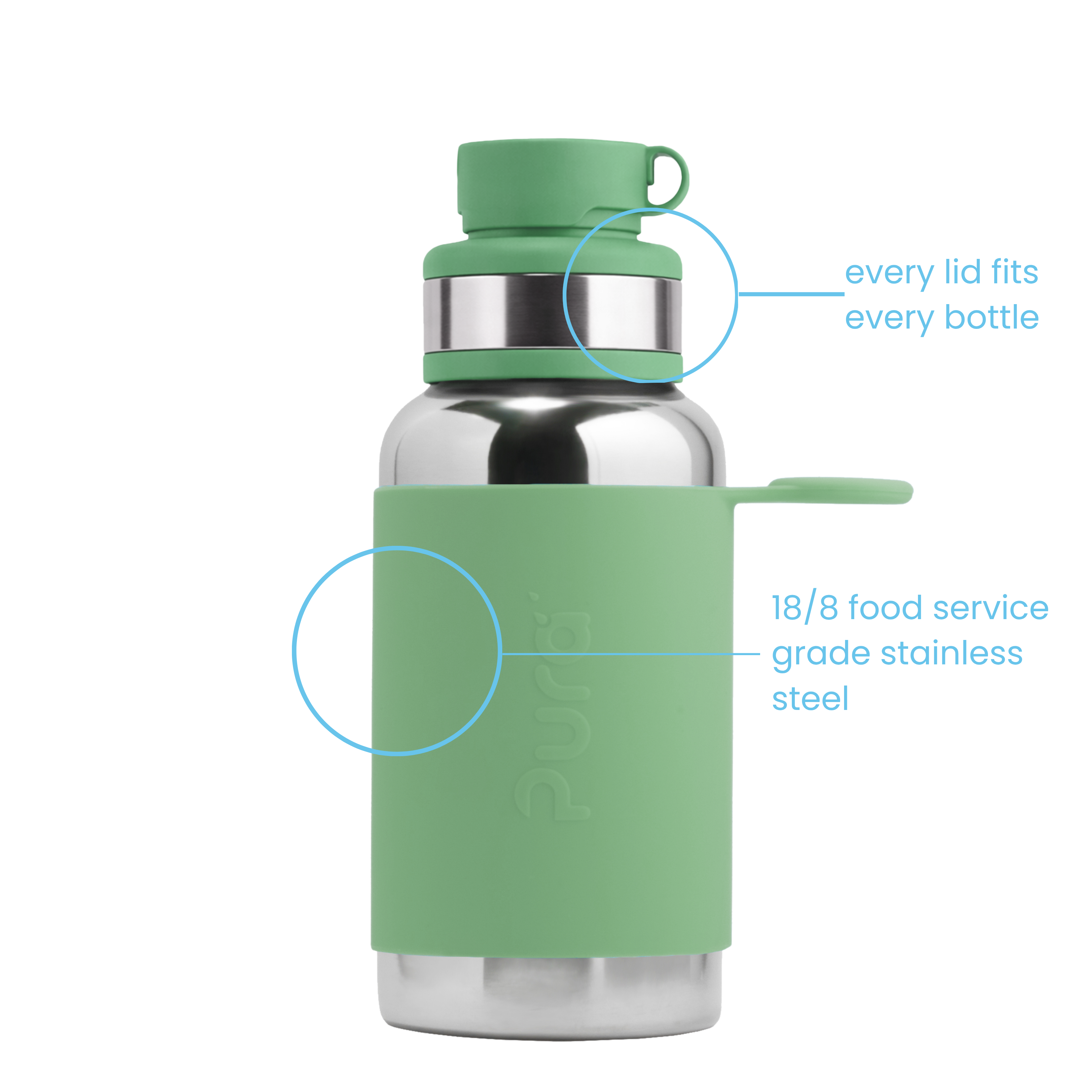 Pura Veepudel teras 550 ml / moss