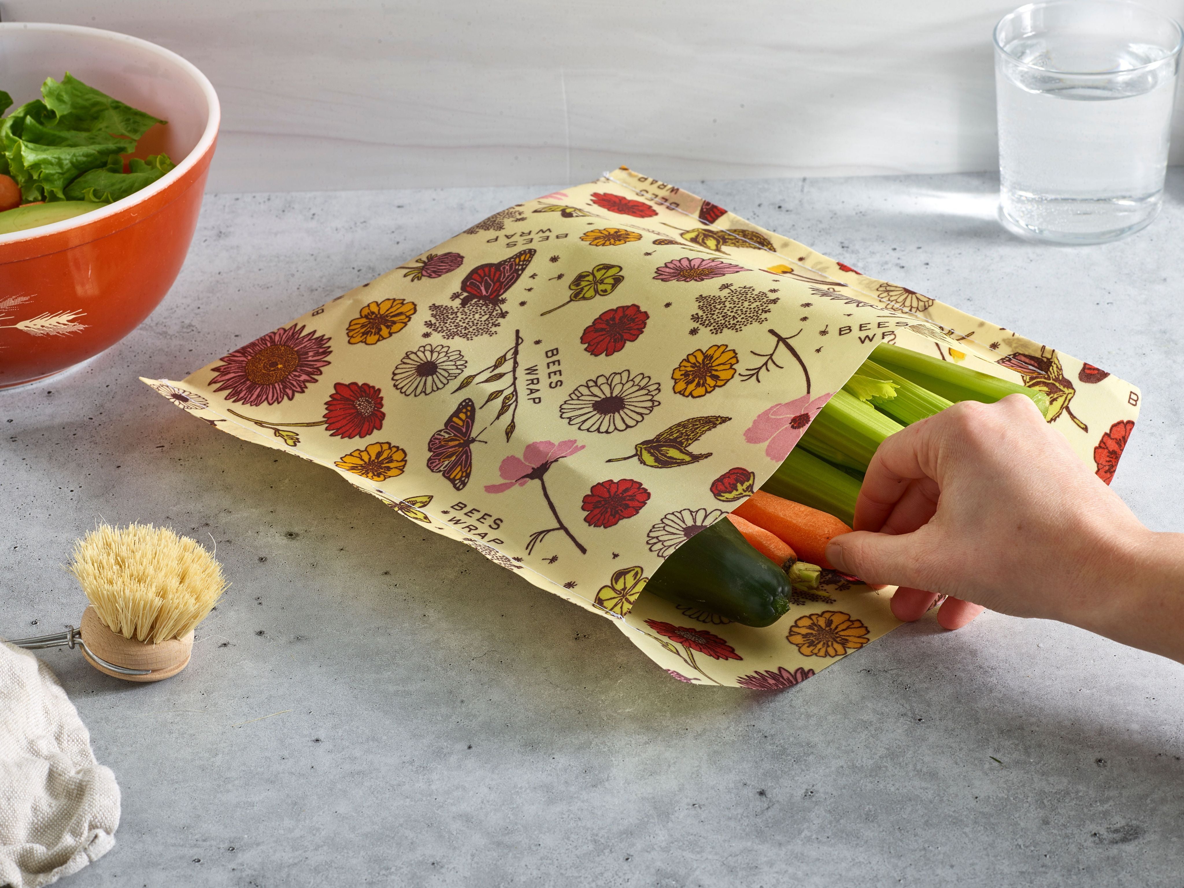 Bee's Wrap® Vegaaninen Kestopussi iso 2 kpl, Meadow Magic