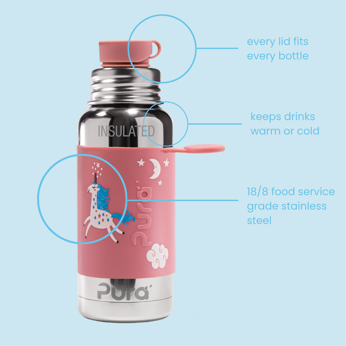 Pura Termo gertuvė 475 ml / unicorn