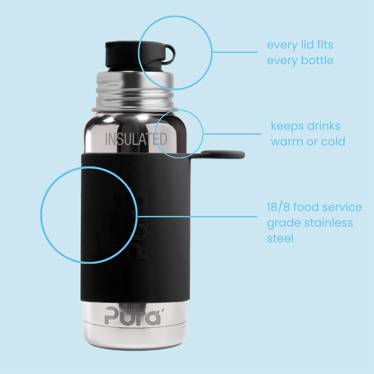 Pura Termo gertuvė 475 ml / black