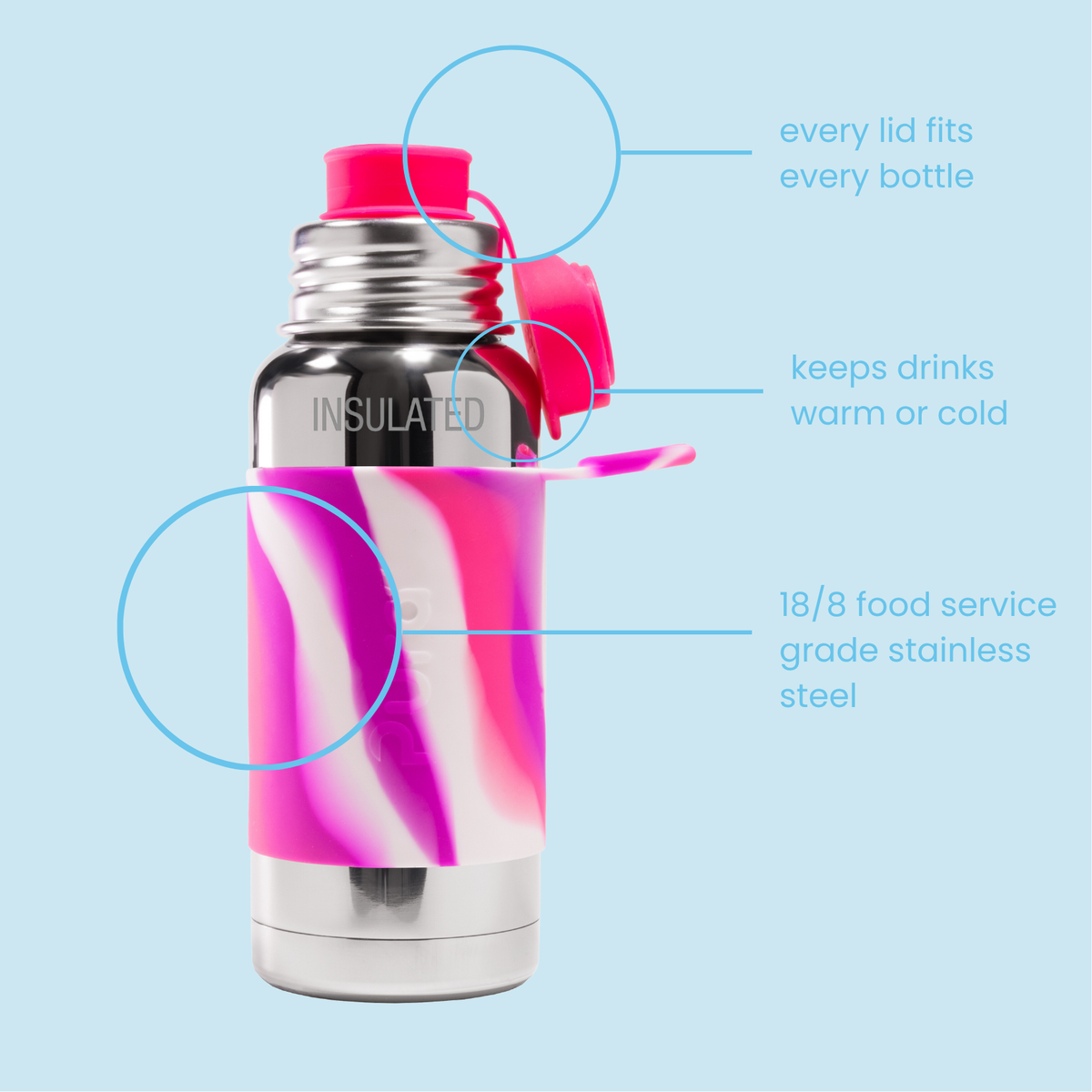 Pura Termo gertuvė 475 ml / pink swirl
