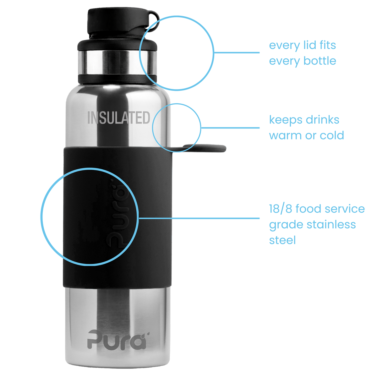 Pura Termo gertuvė 650 ml / black