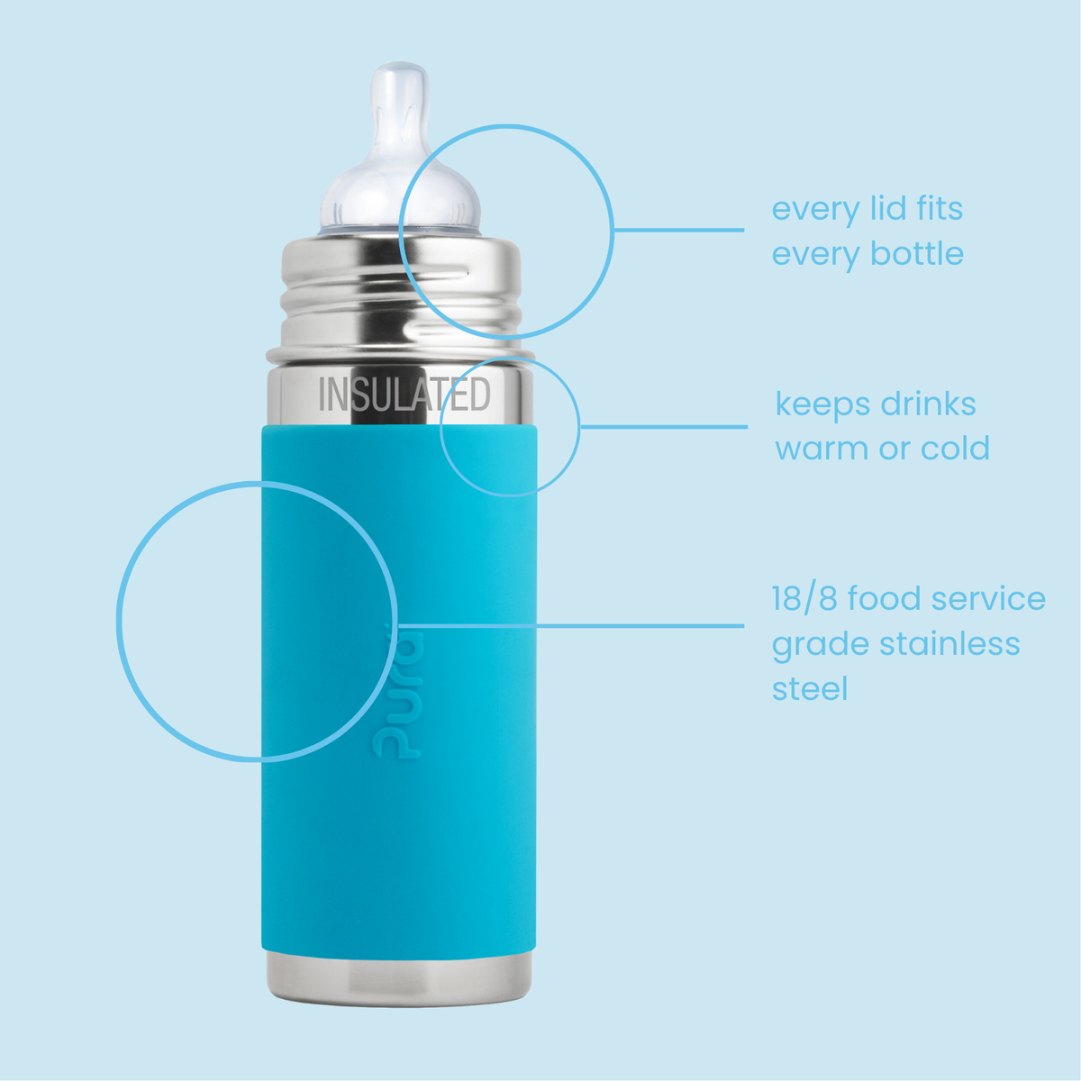 Pura Kiki Termos lutipudel 260 ml / aqua