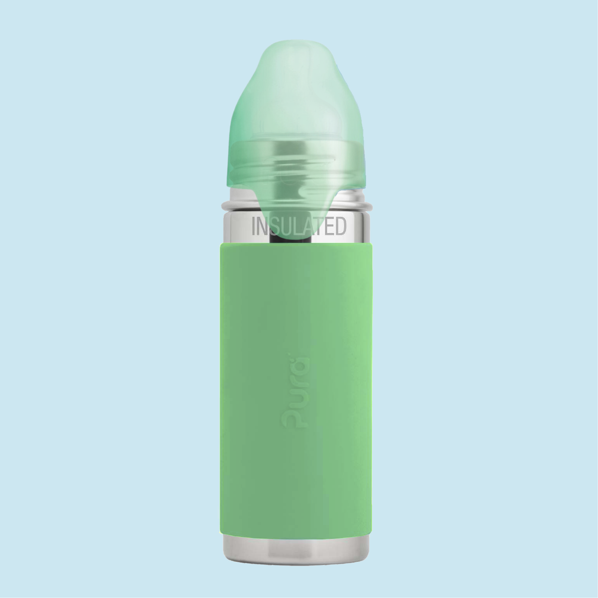 Pura Kiki termo maitinimo buteliukas 260 ml / moss