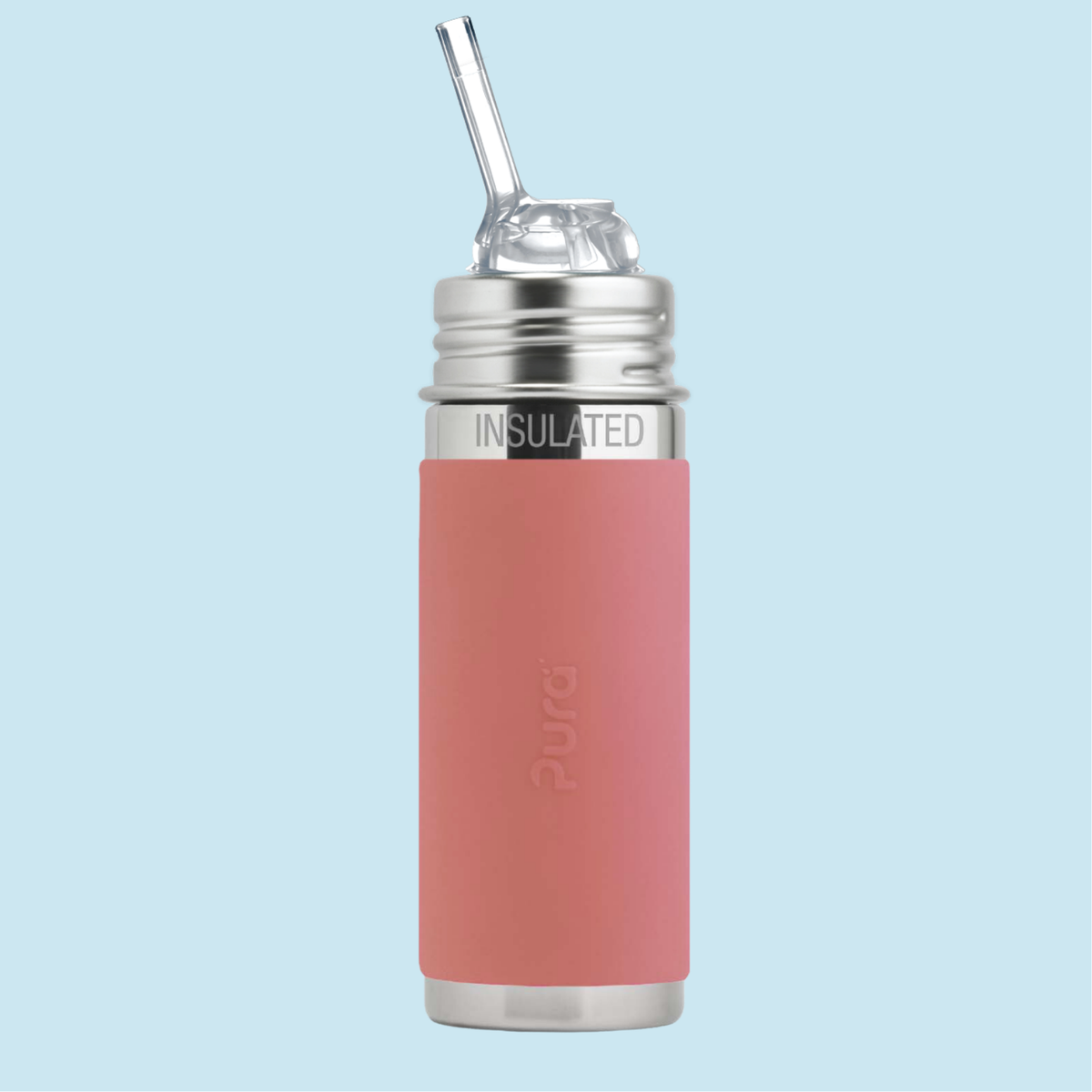 Pura Kiki Termo gertuvė su šiaudeliu Kiddo 260 ml / rose
