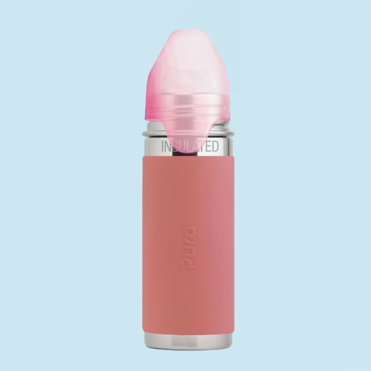 Pura Kiki Termo gertuvė su šiaudeliu Kiddo 260 ml / rose