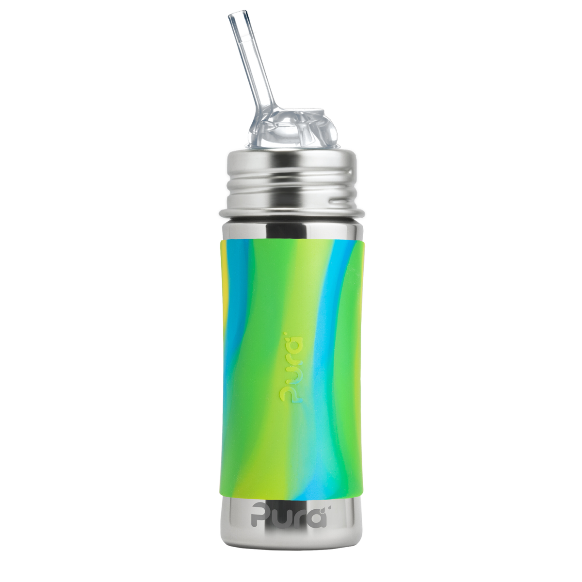 Pura Kiki Botella con pajita Kiddo 325 ml / aqua swirl