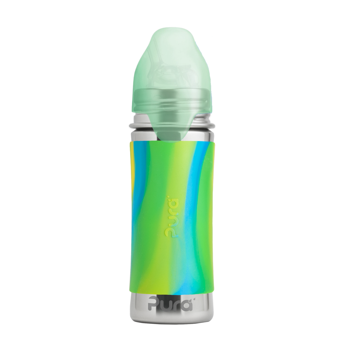 Pura Kiki Botella con pajita Kiddo 325 ml / aqua swirl