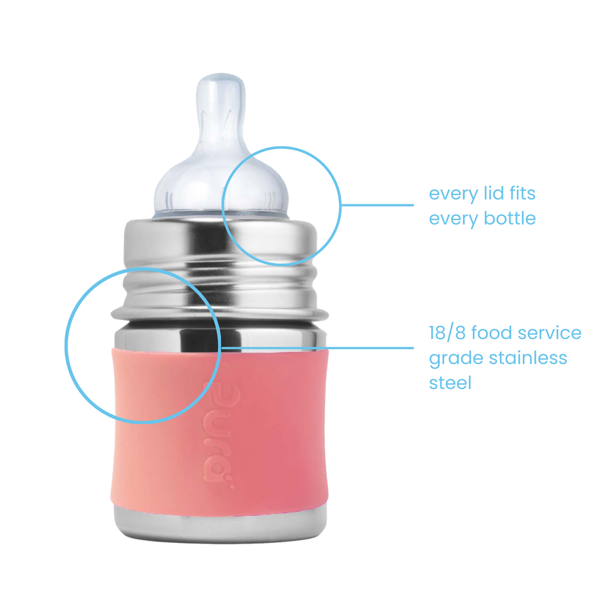 Pura Kiki maitinimo buteliukas 150 ml / rose