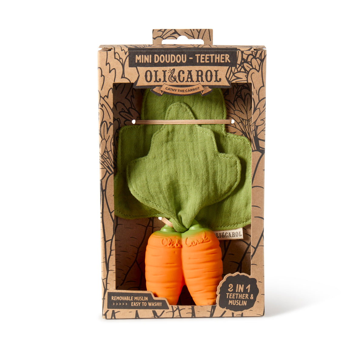 Oli&Carol® Purulelu luonnonkumia / Carrot Mini Doudou