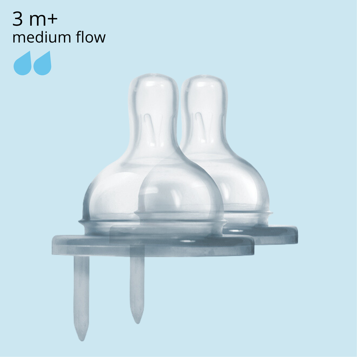 Pura Kiki Tettarelle in silicone, 2 pz (3 mesi+/flusso medio)