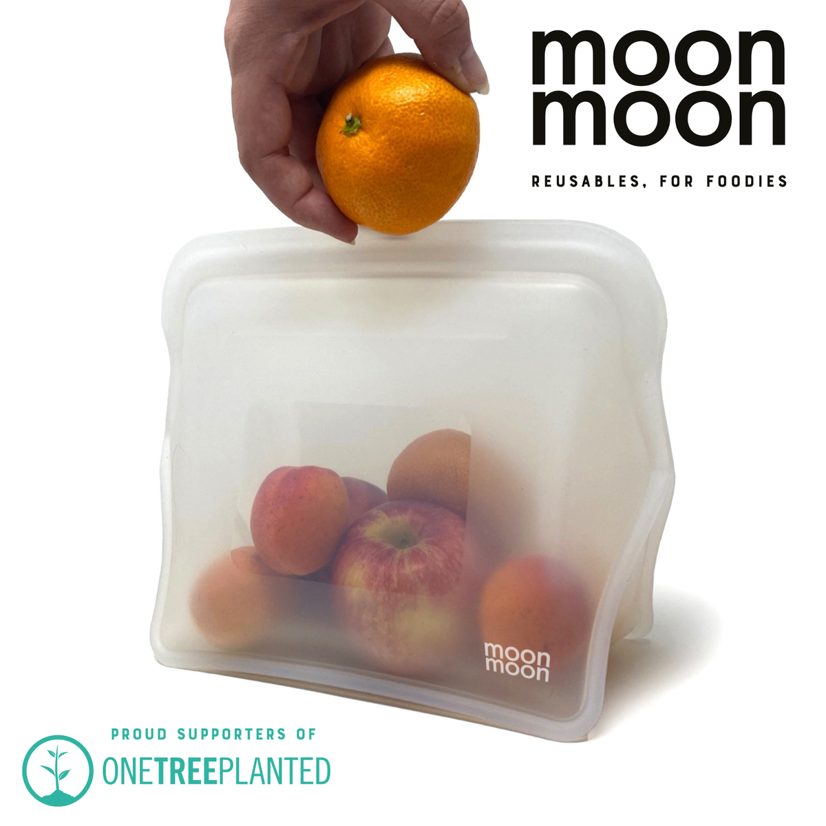 Moonmoon® Silikoniset säilytyspussit, XL Itsenään seisova Stand-Up-malli, 1500 ml, 2 kpl, Clear